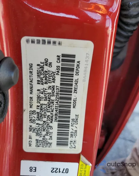 2010 Toyota Corolla Base z USA, uszkodzony, nr VIN 1NXBU4EE1AZ258137